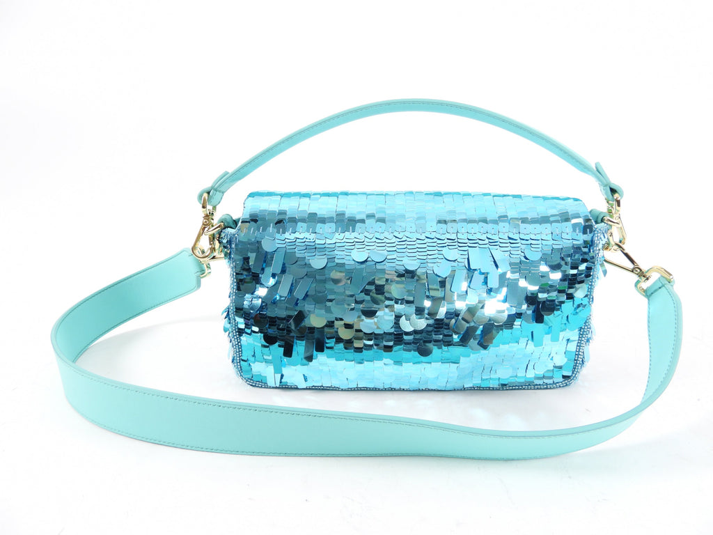 Fendi Turquoise Sequin Baguette 25th Anniversary