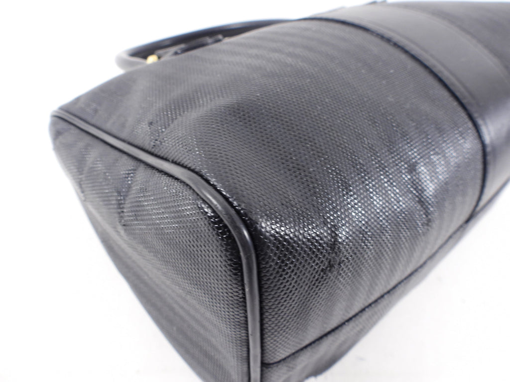Fendi Vintage 1980's Black Pequin Stripe Boston Bag