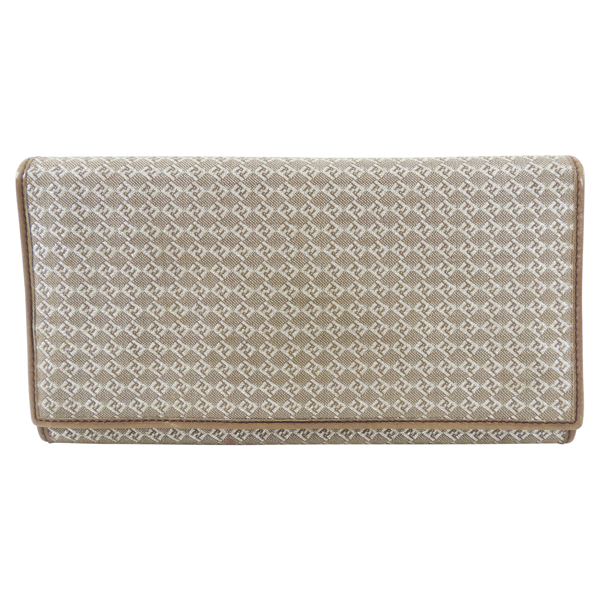Fendi Brown Monogram Canvas Vintage Long Bifold Wallet