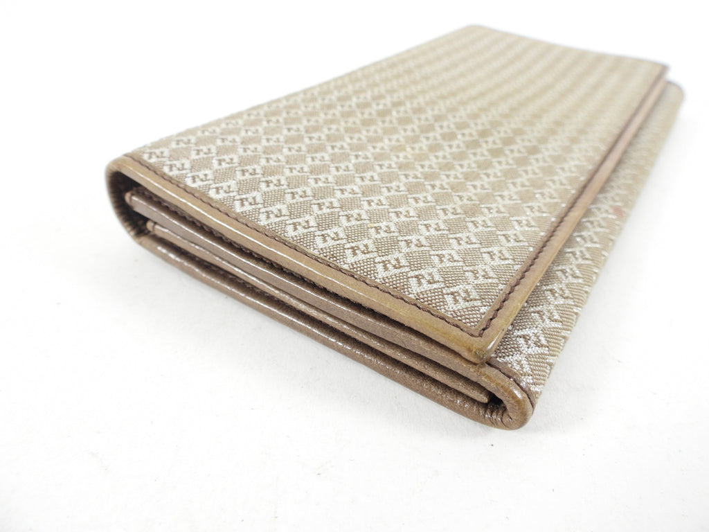 Fendi Brown Monogram Canvas Vintage Long Bifold Wallet