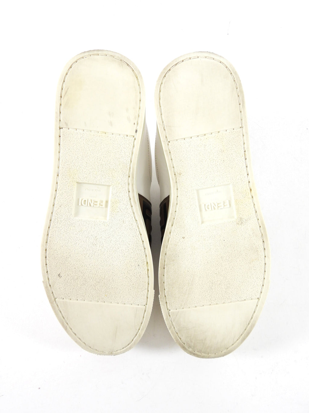 Fendi White Low Top Embossed FF Zucca Leather Sneakers - 36.5 / 6