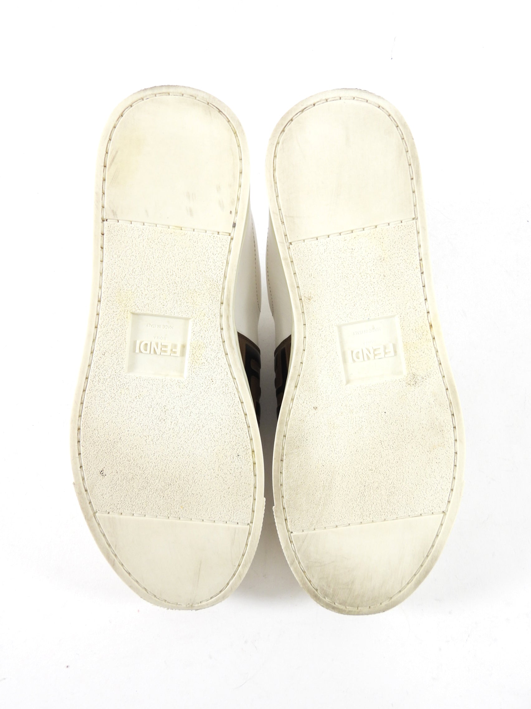 Fendi White Low Top Embossed FF Zucca Leather Sneakers - 36.5 / 6