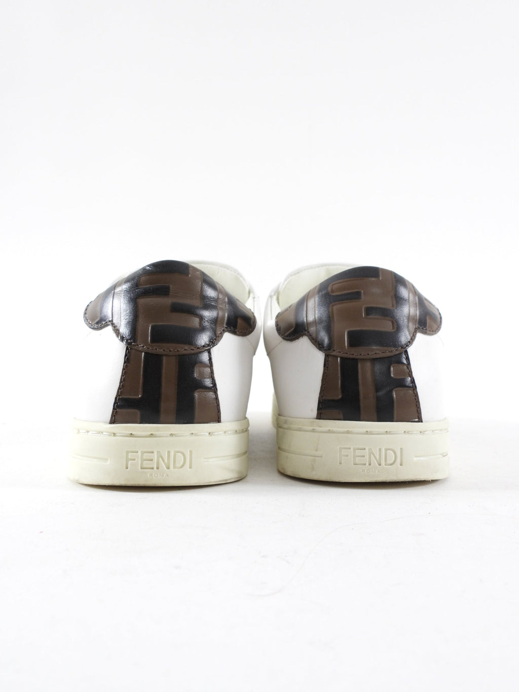 Fendi White Low Top Embossed FF Zucca Leather Sneakers - 36.5 / 6