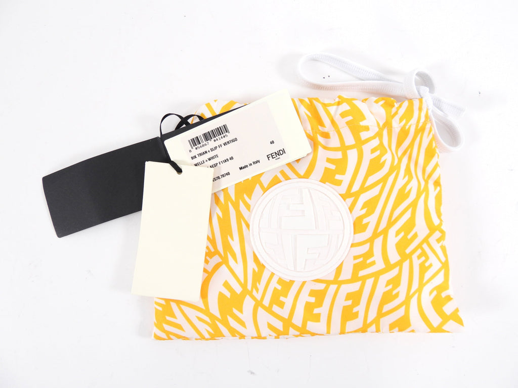 Fendi Yellow and White FF Vertigo Logo Bikini - IT40 / USA 4 / S
