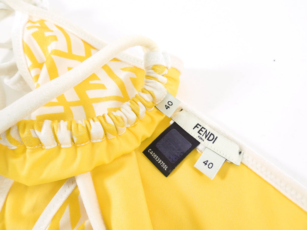 Fendi Yellow and White FF Vertigo Logo Bikini - IT40 / USA 4 / S