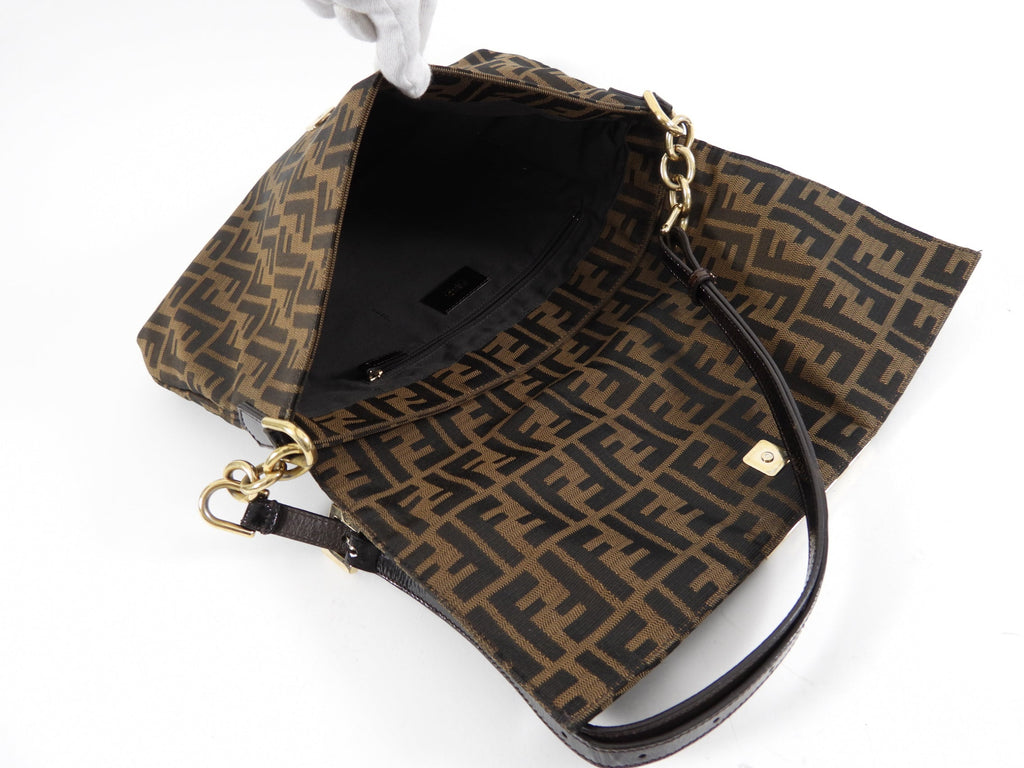 Fendi Zucca Brown FF Logo Shoulder Bag