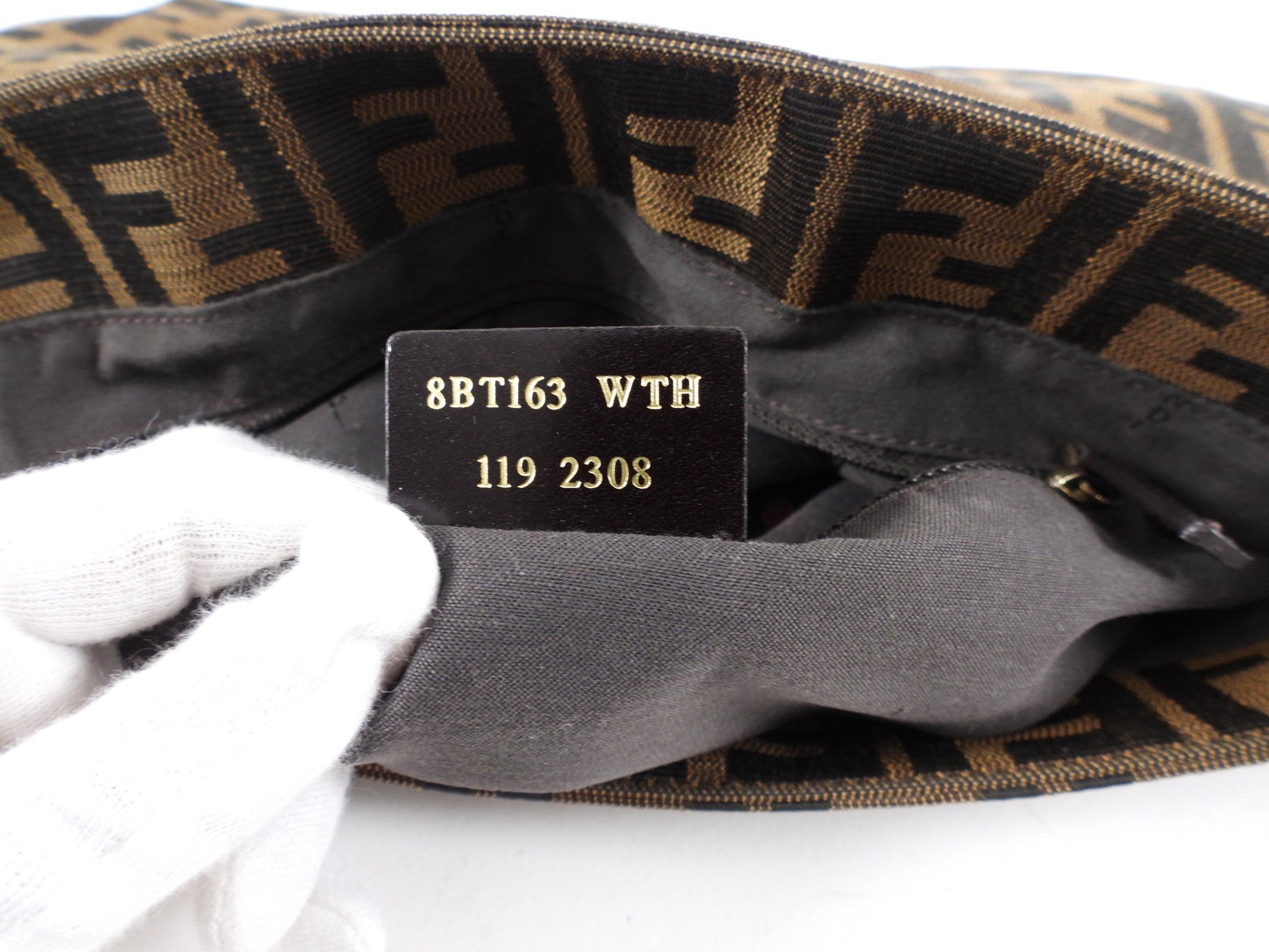 Fendi Zucca Brown FF Logo Shoulder Bag