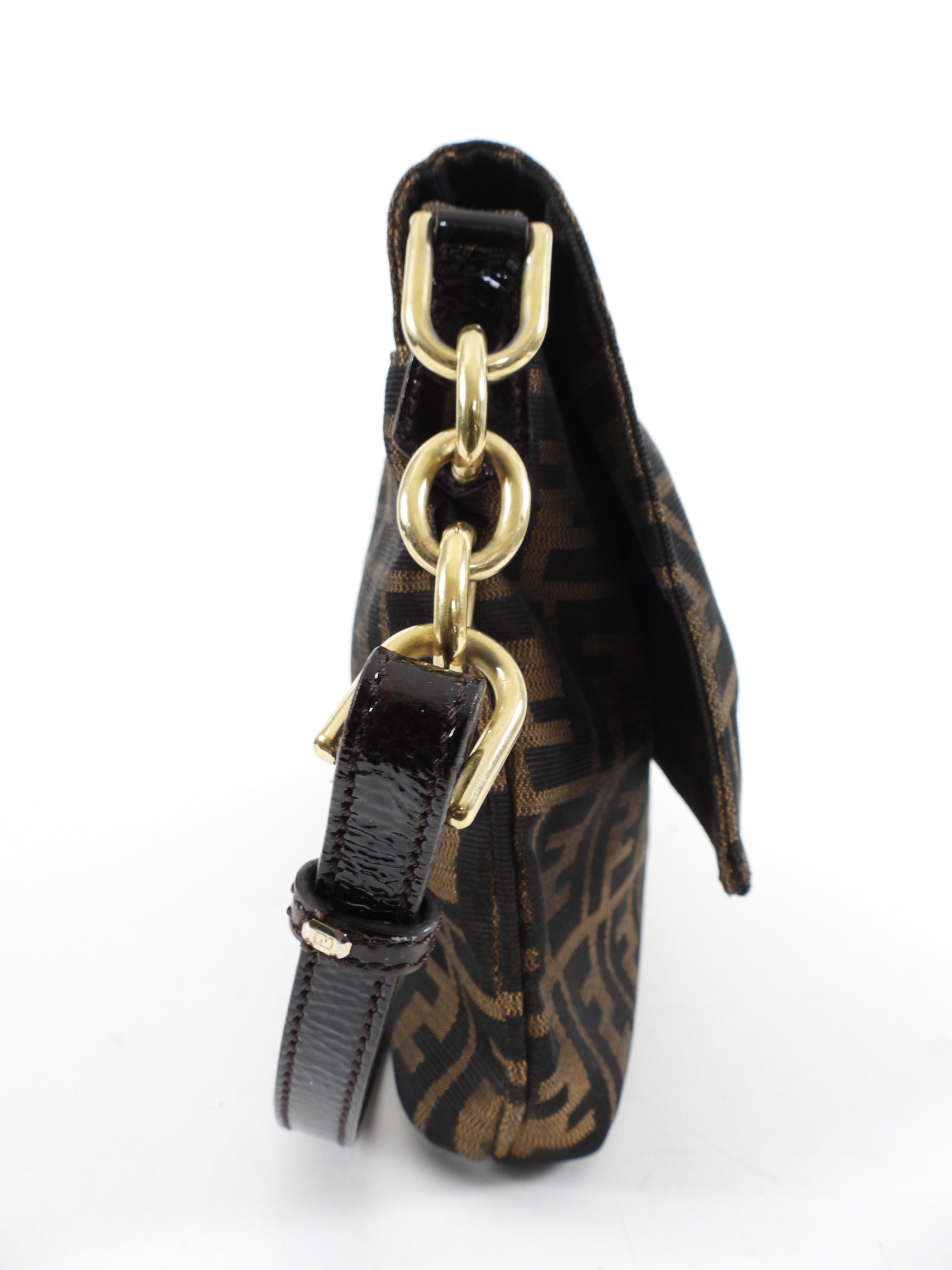 Fendi Zucca Brown FF Logo Shoulder Bag