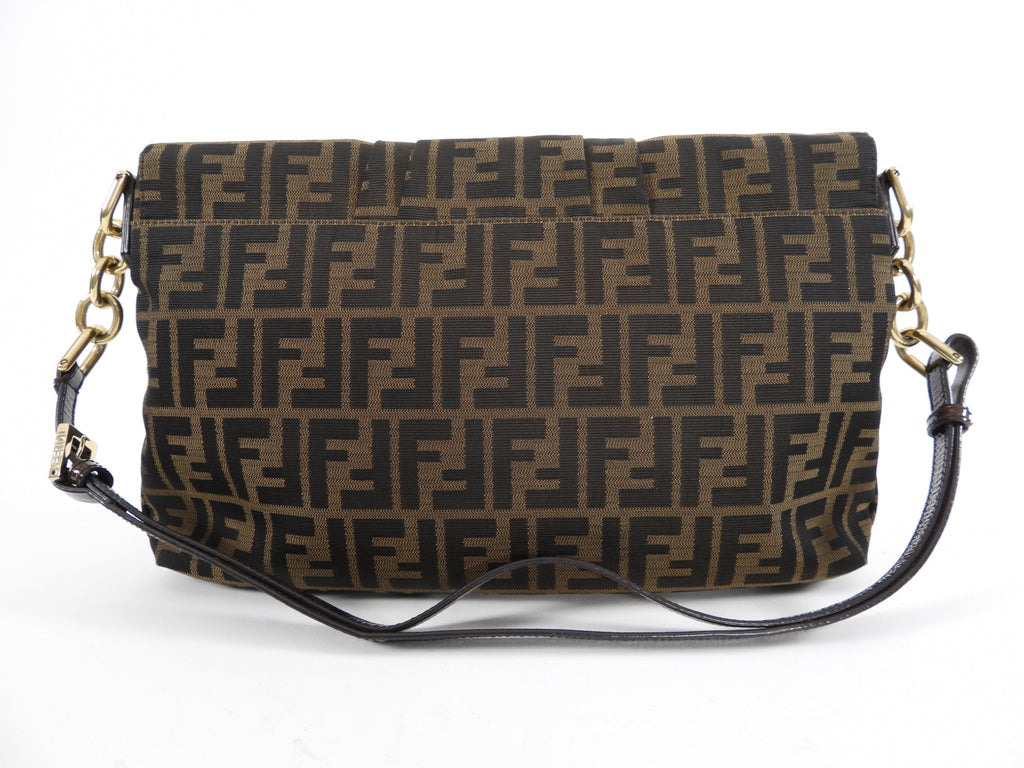 Fendi Zucca Brown FF Logo Shoulder Bag