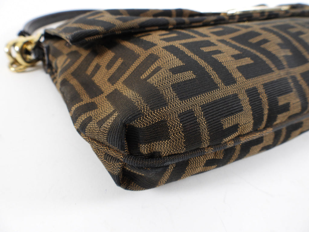 Fendi Zucca Brown FF Logo Shoulder Bag