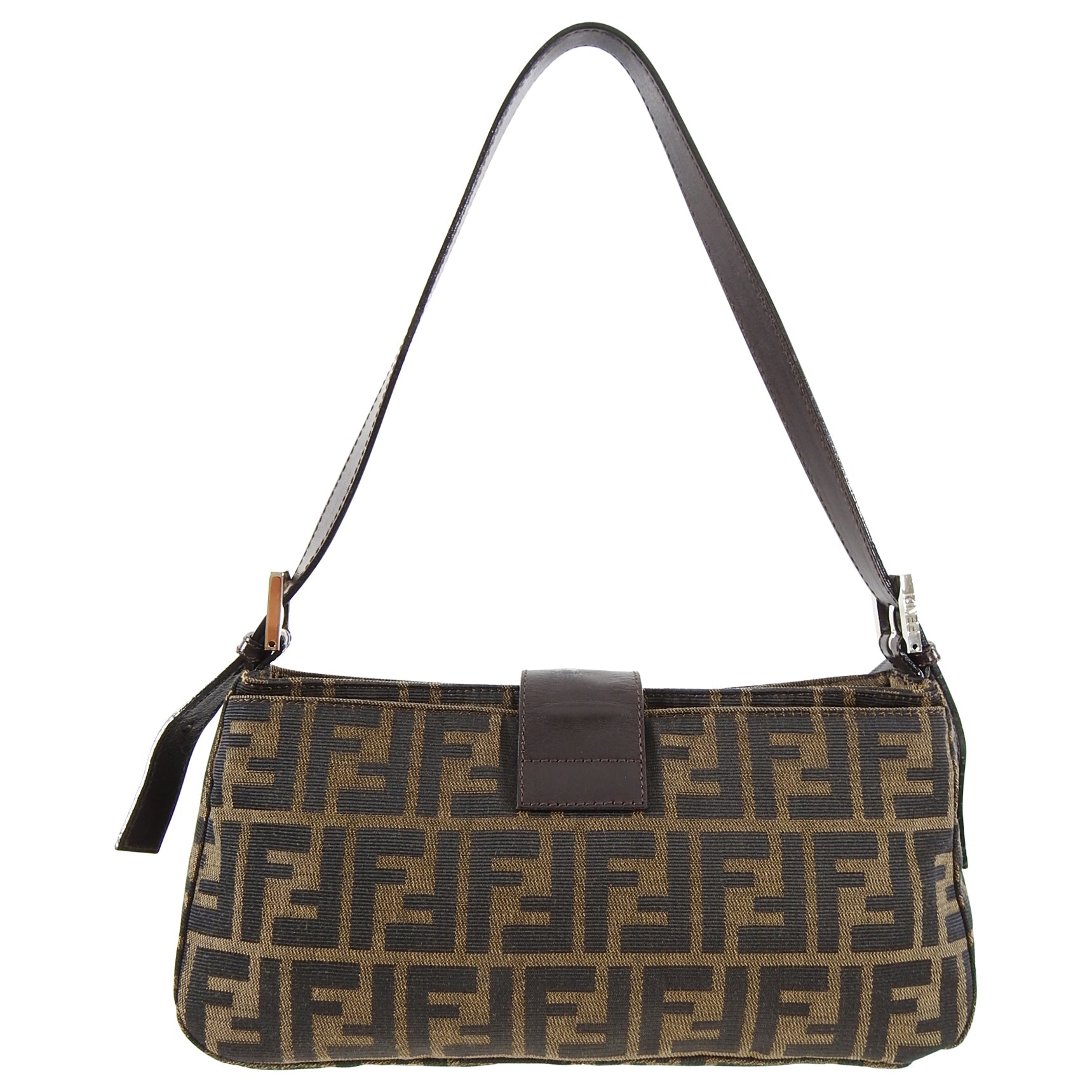 Fendi Brown Zucca Logo Baguette Bag