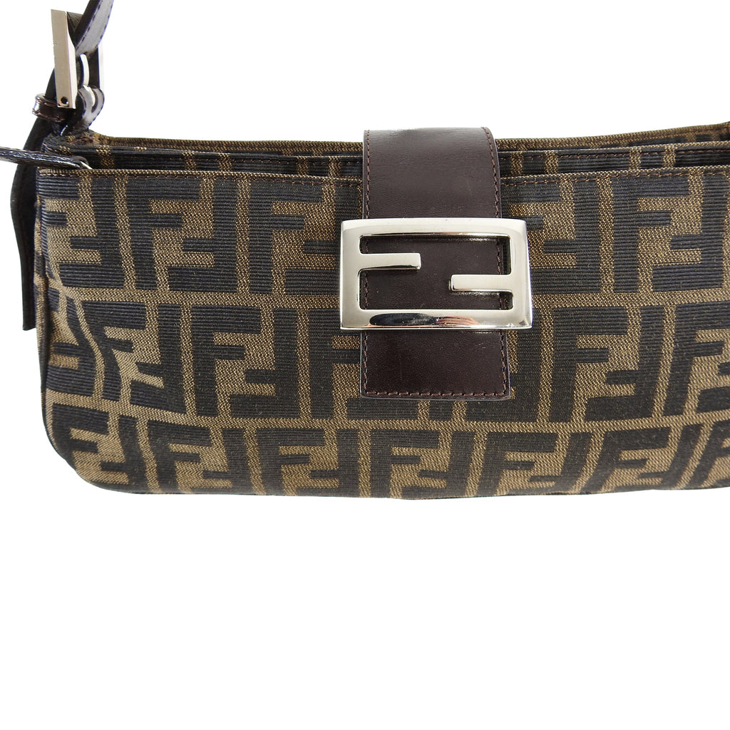 Fendi Brown Zucca Logo Baguette Bag