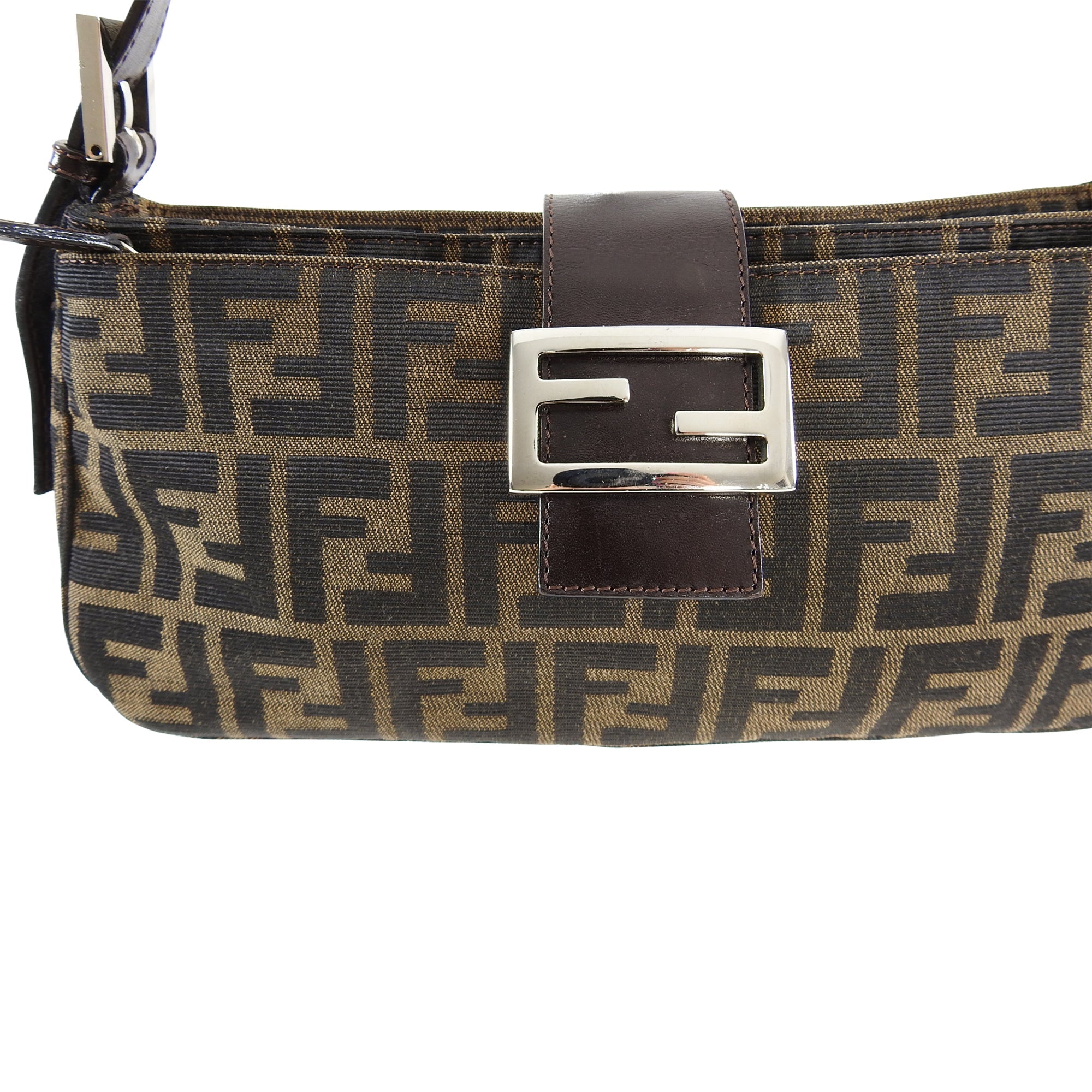 Fendi Brown Zucca Logo Baguette Bag