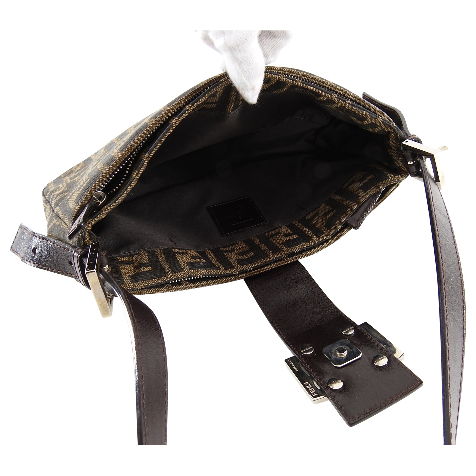 Fendi Brown Zucca Logo Baguette Bag