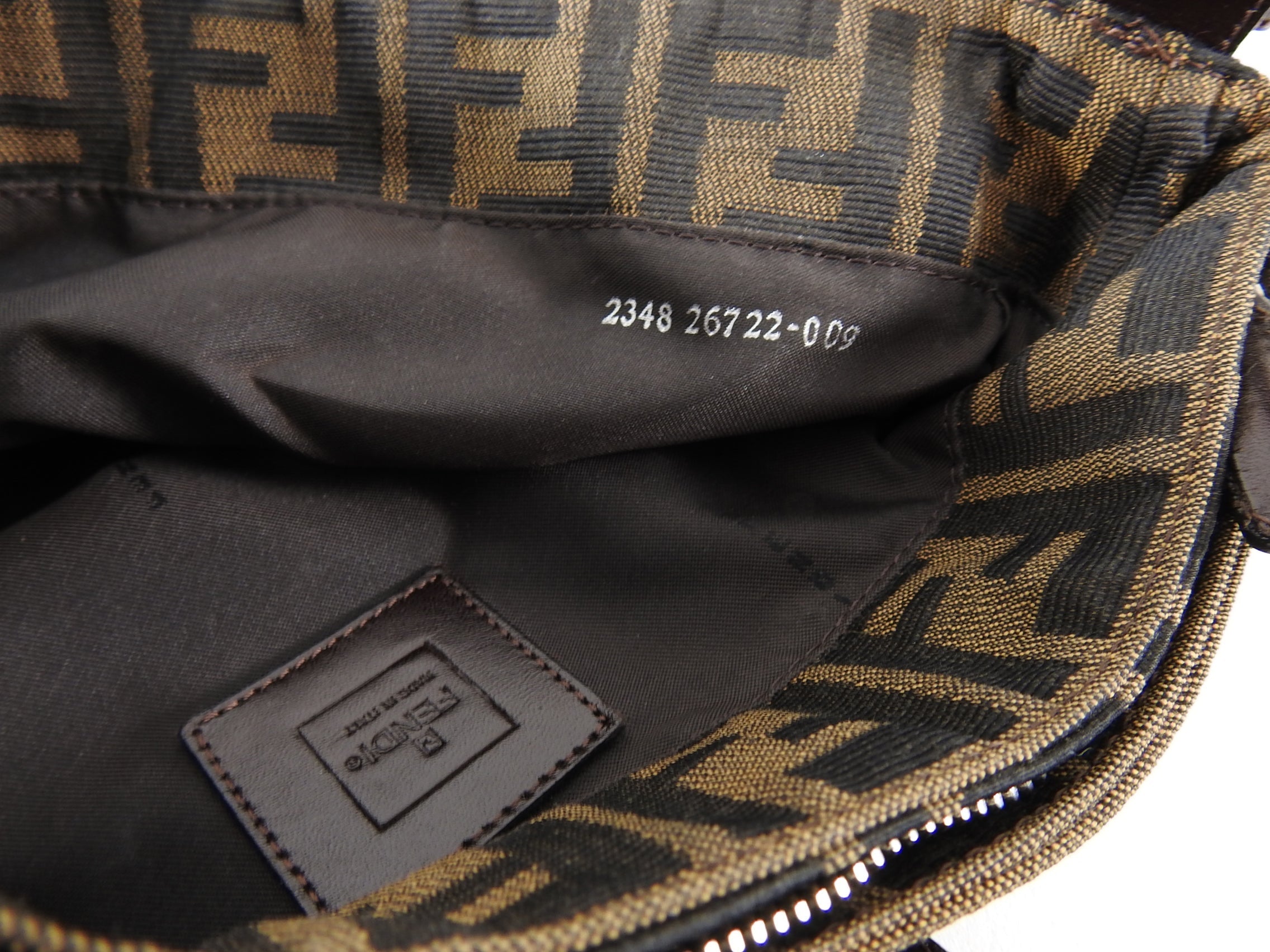 Fendi Brown Zucca Logo Baguette Bag