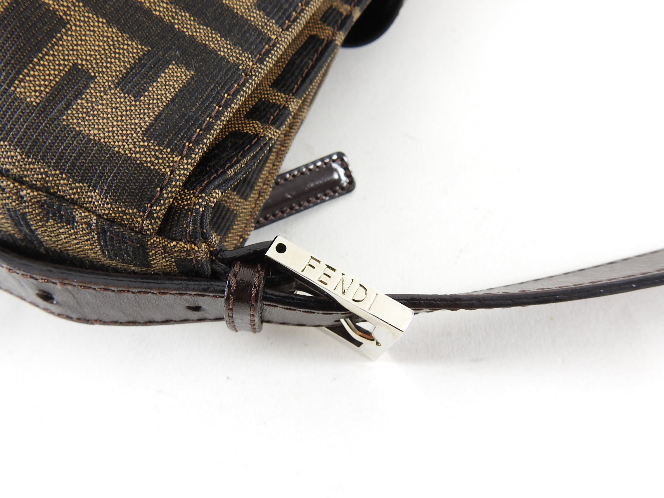 Fendi Brown Zucca Logo Baguette Bag
