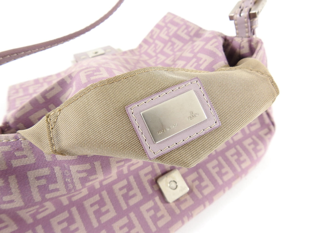 Fendi Vintage Zucca Purple Logo Small Baguette Bag