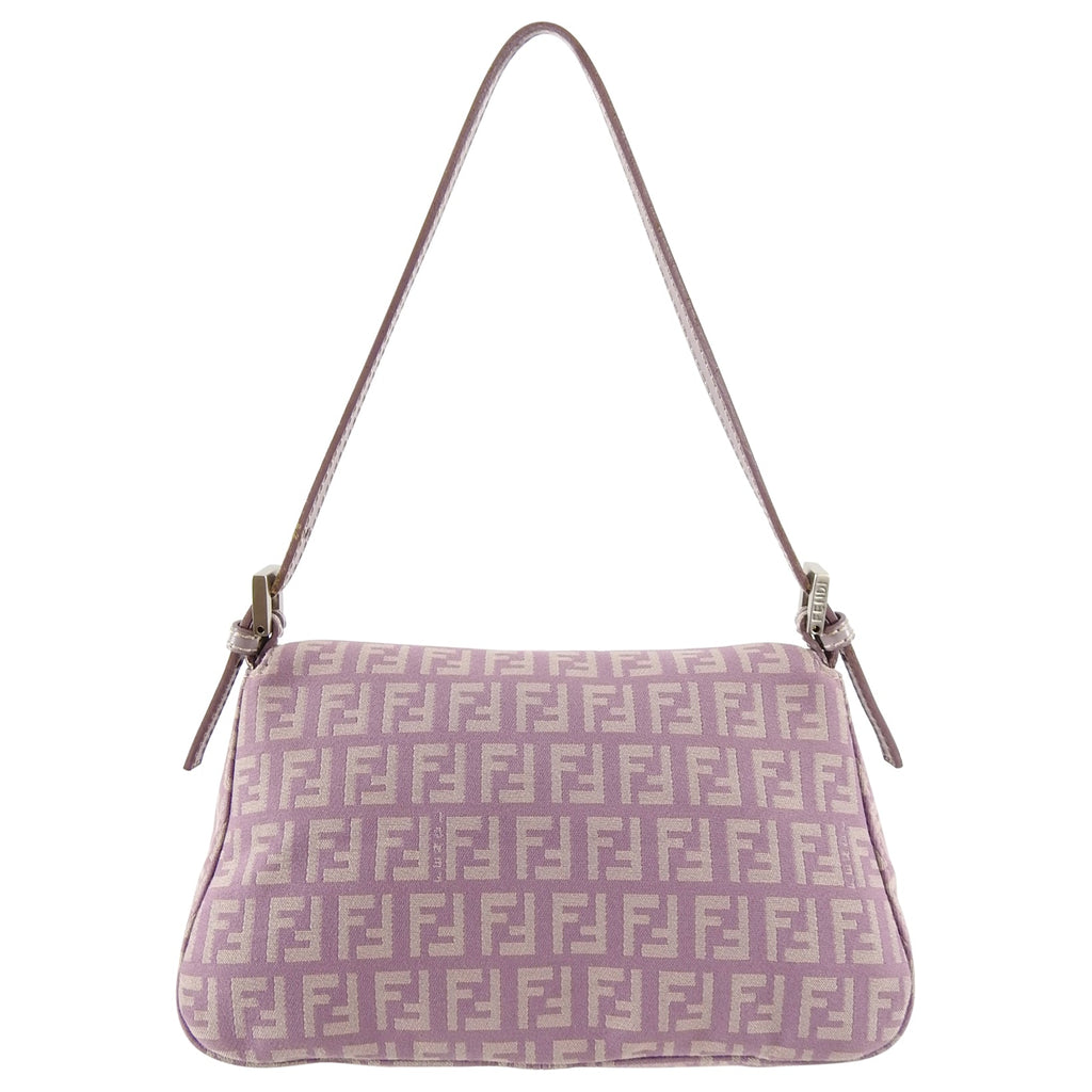 Fendi Vintage Zucca Purple Logo Small Baguette Bag