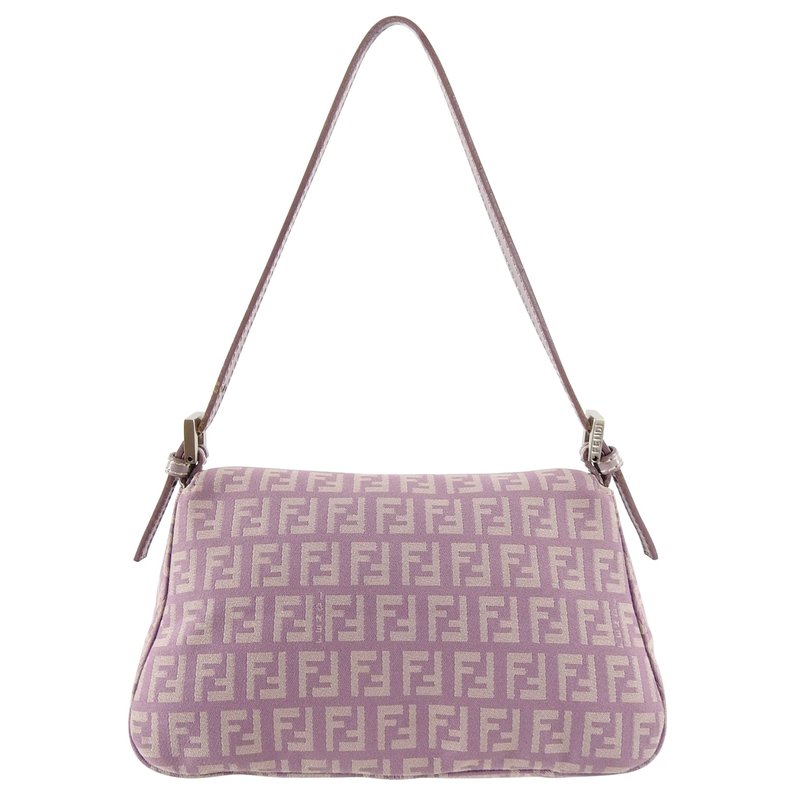 Fendi Vintage Zucca Purple Logo Small Baguette Bag