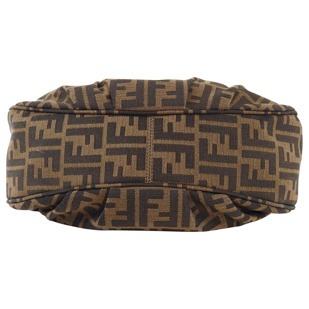 Fendi Zucca Monogram Logo Shoulder Bag with Braided Strap