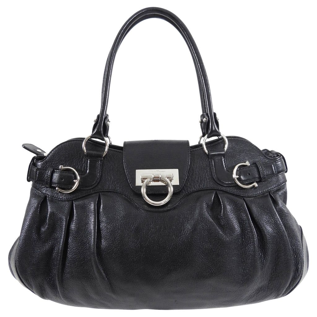 Ferragamo Black Leather Marisa Hobo Bag