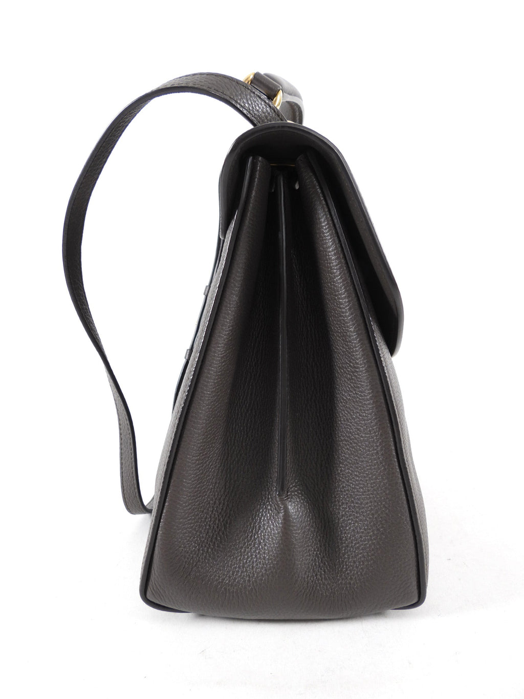 Ferragamo Dark Taupe Leather Two-Way Leather Bag