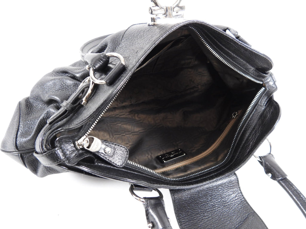 Ferragamo Black Leather Marisa Hobo Bag