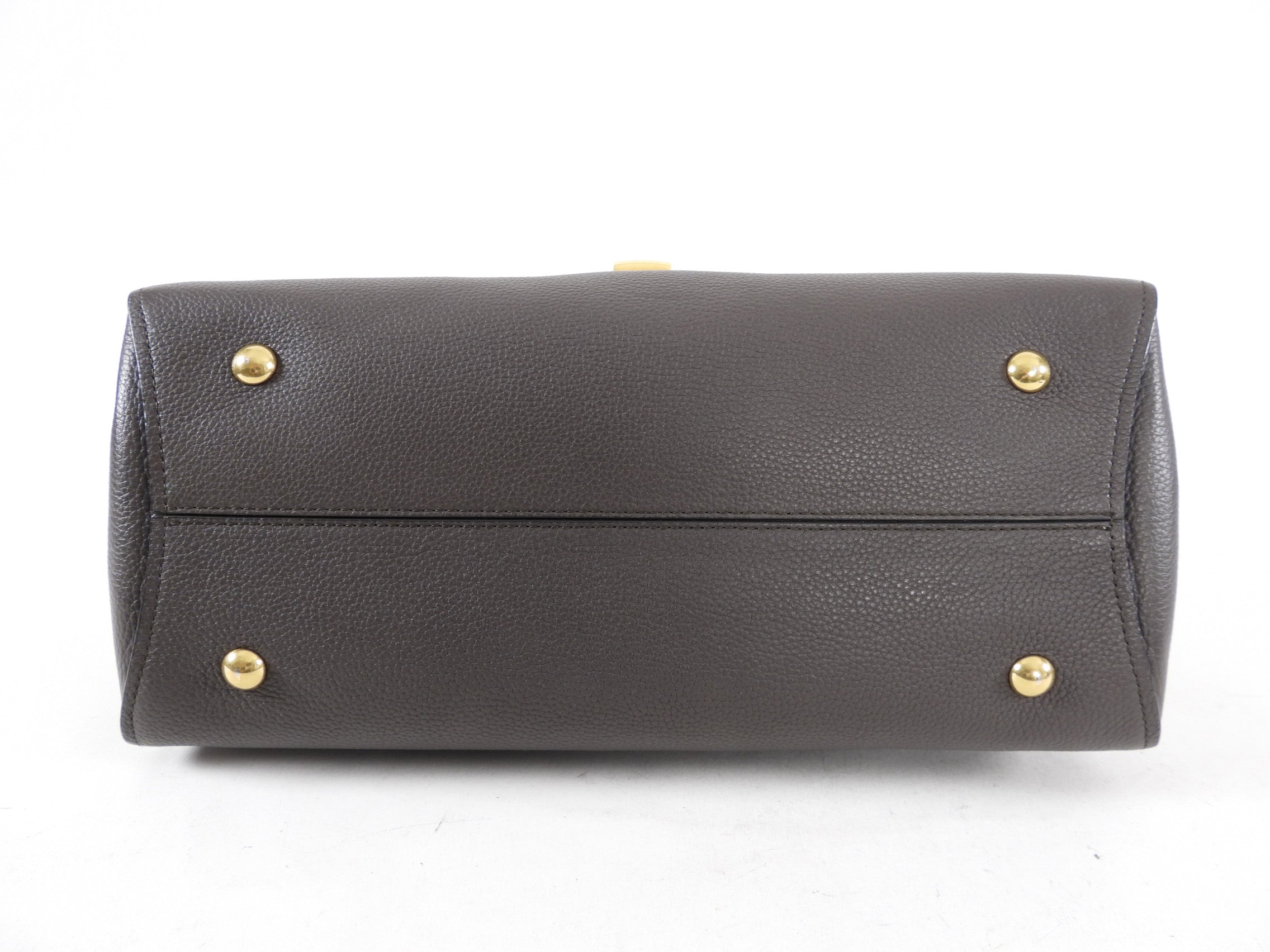 Ferragamo Dark Taupe Leather Two-Way Leather Bag