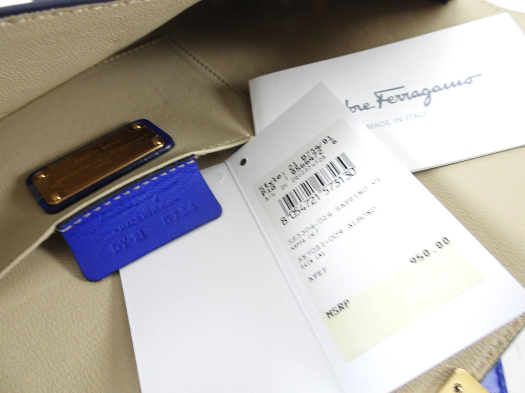 Ferragamo Cobalt Blue Afef Leather Wristlet Clutch Bag