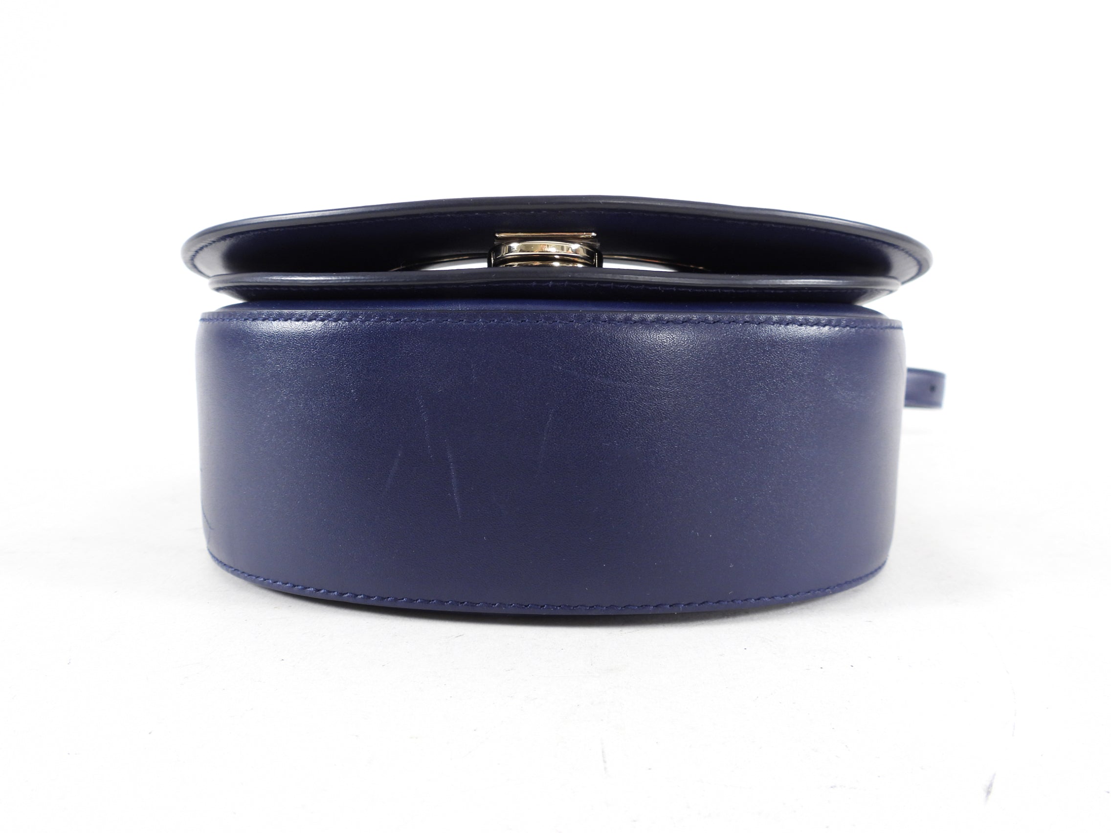 Ferragamo Navy Smooth Leather Vela Crossbody Bag