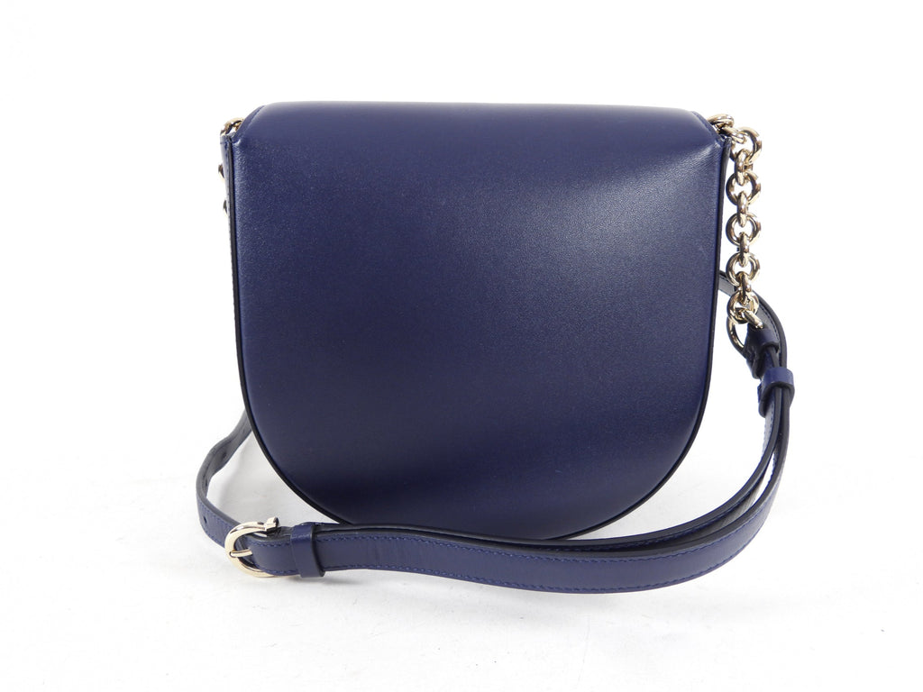 Ferragamo Navy Smooth Leather Vela Crossbody Bag