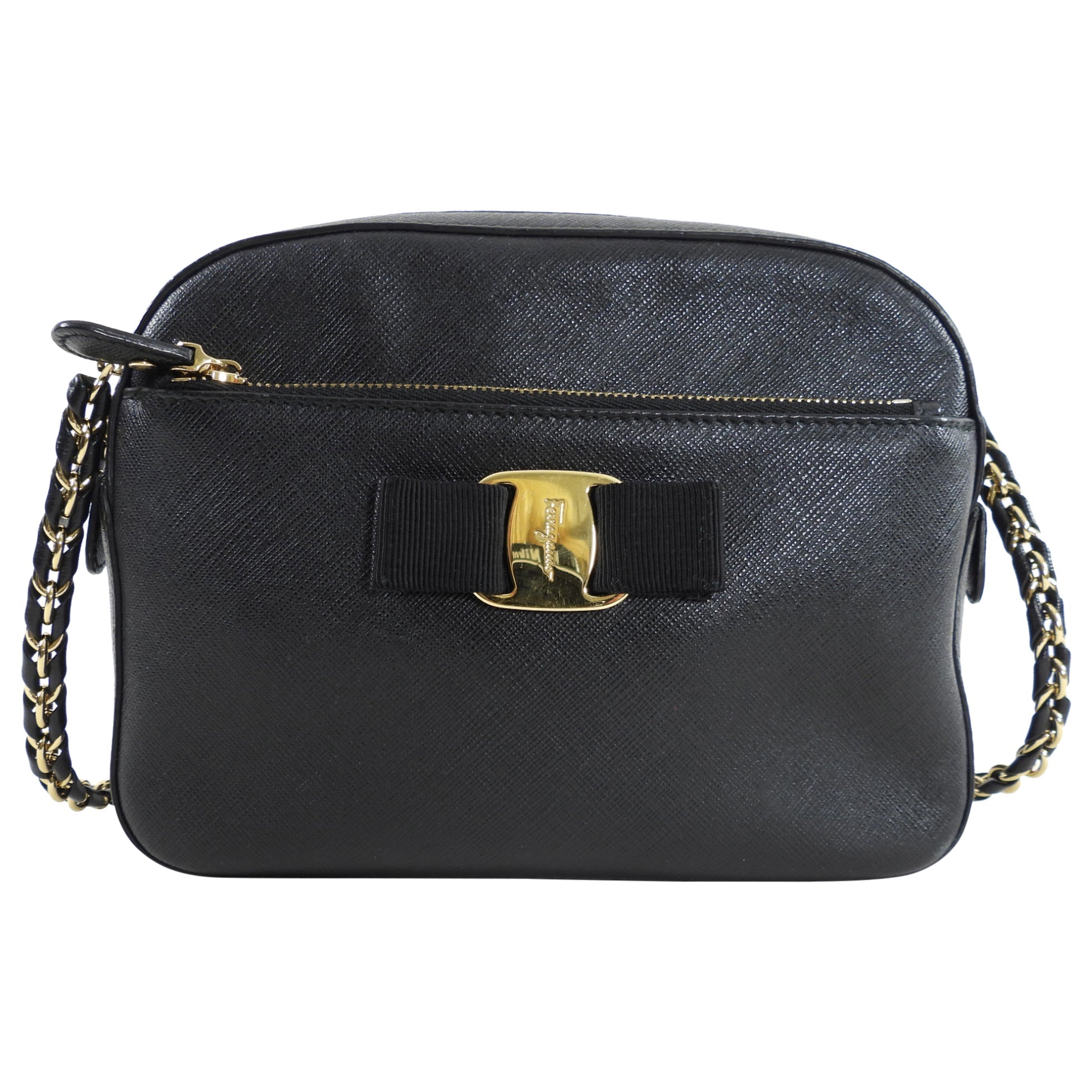 Ferragamo Black Lydia Crossbody Chain Camera Bag