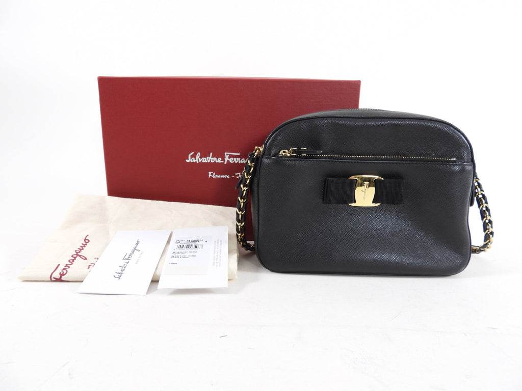 Ferragamo Black Lydia Crossbody Chain Camera Bag