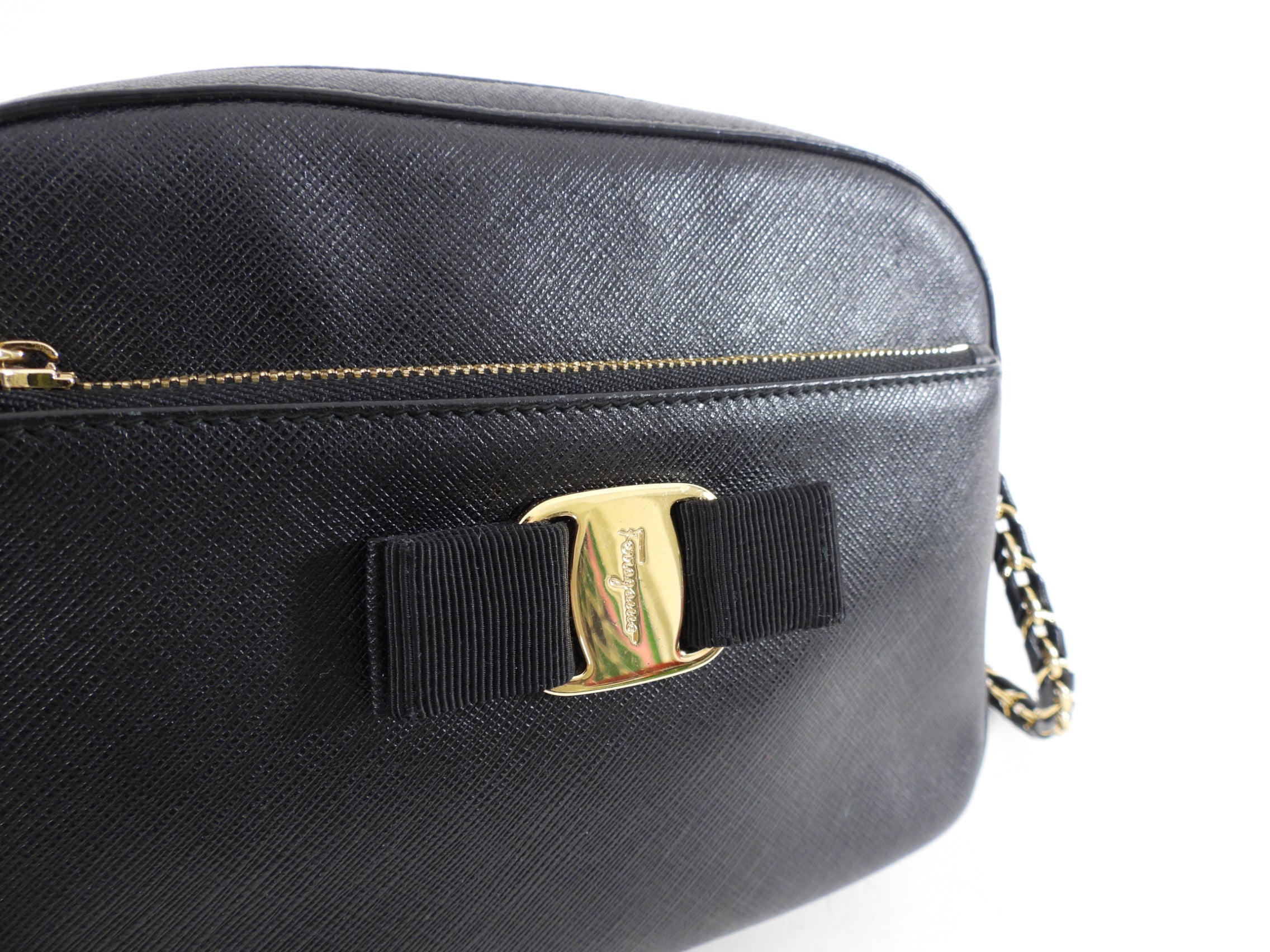 Ferragamo Black Lydia Crossbody Chain Camera Bag