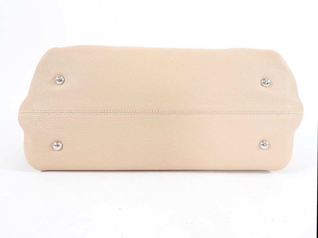 Salvatore Ferragamo Gancini Sofia Nude Grained Leather Two Way Handbag
