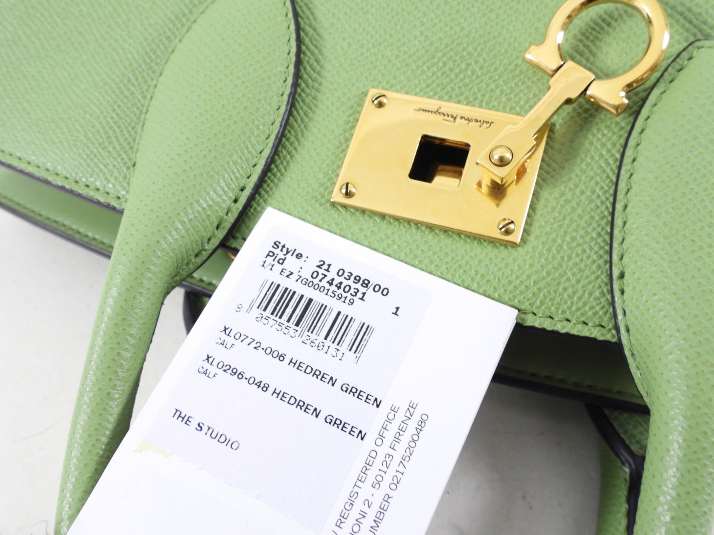 Ferragamo Hedren Green Two Way Tote Bag