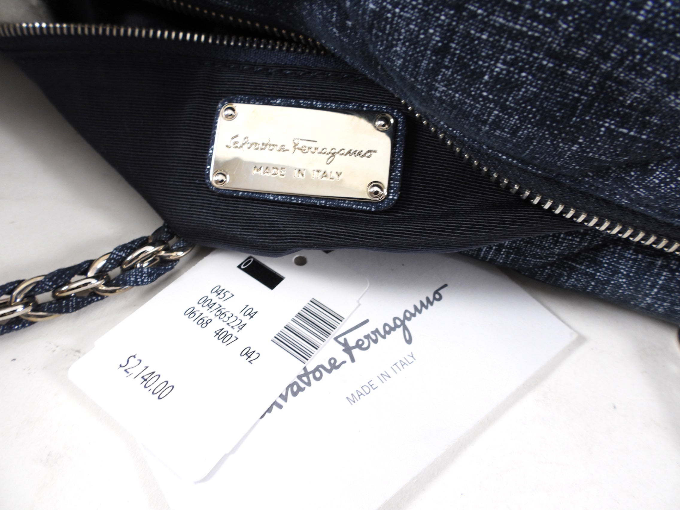 Ferragamo Blue Quilted Large Ginette Shoulder Bag