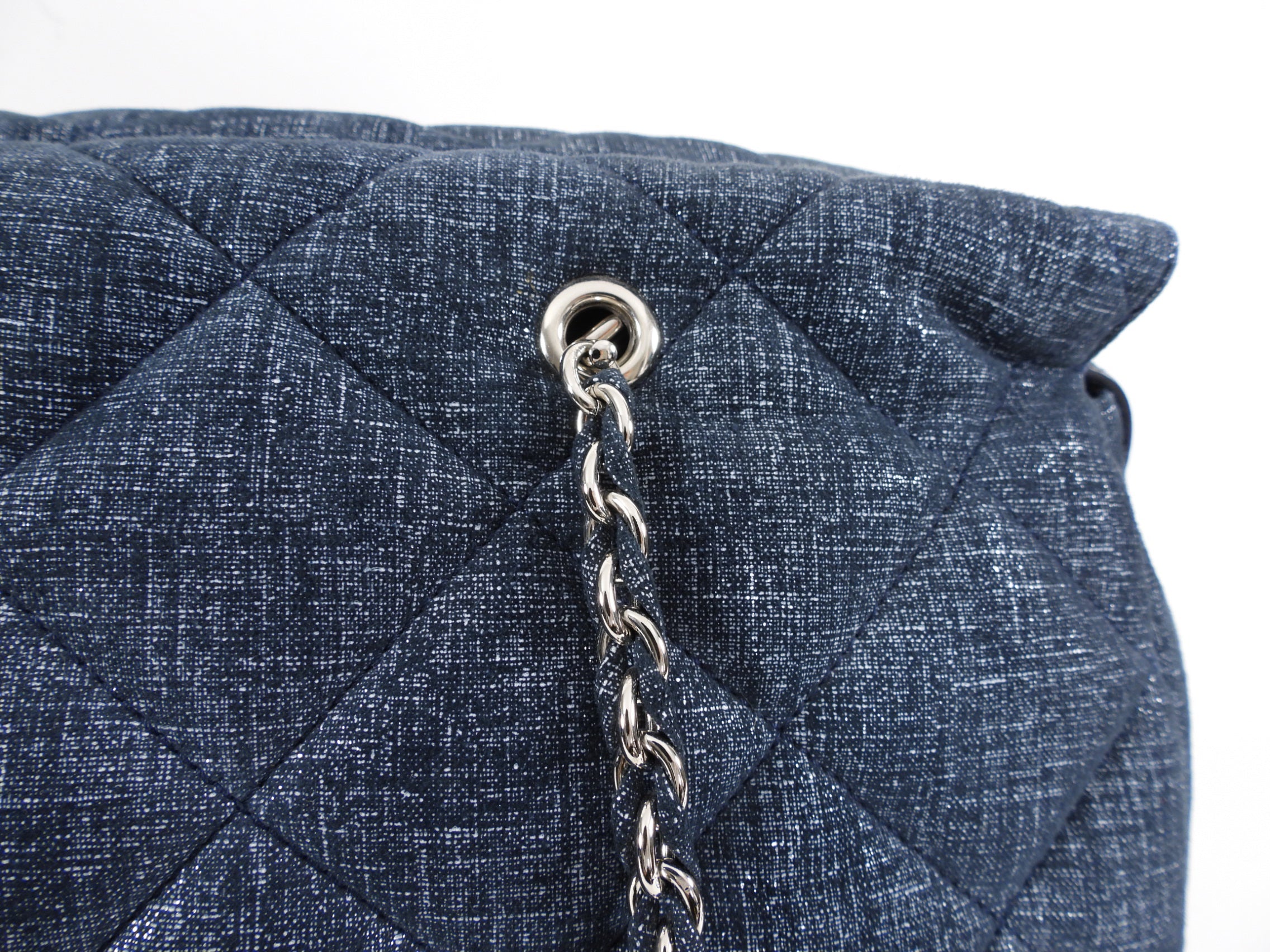 Ferragamo Blue Quilted Large Ginette Shoulder Bag