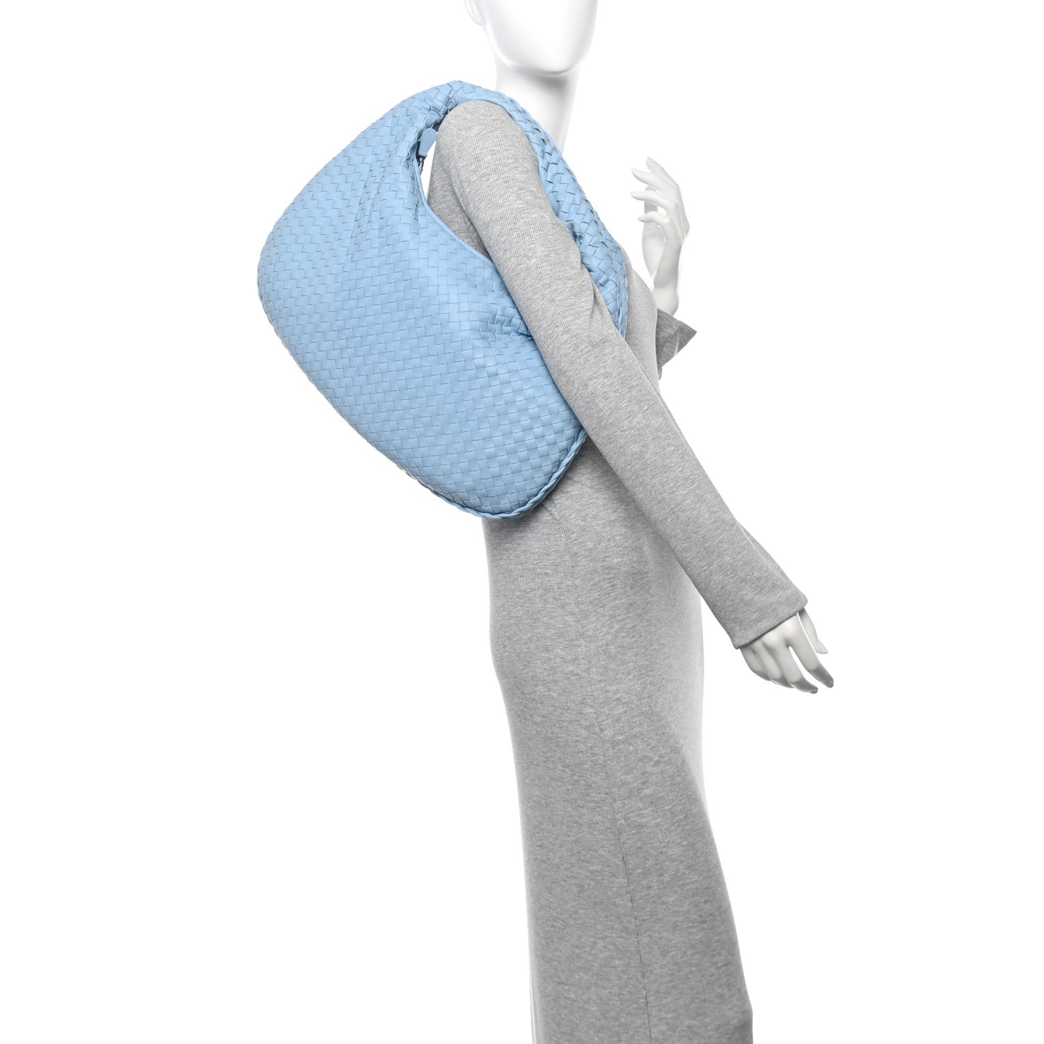 Nappa Intrecciato Large Veneta Hobo Light Blue