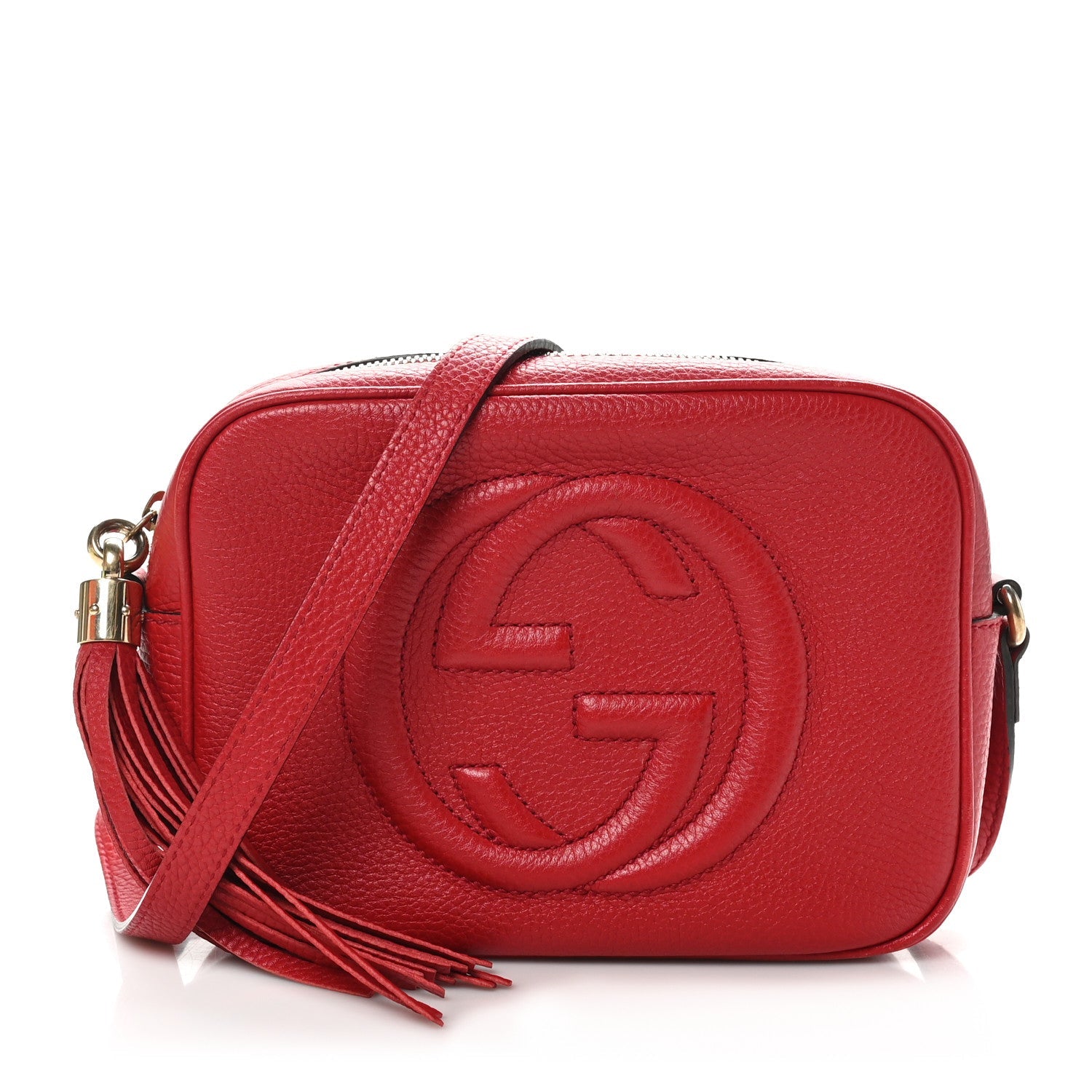Pebbled Calfskin Small Soho Disco Bag Vibrant Red