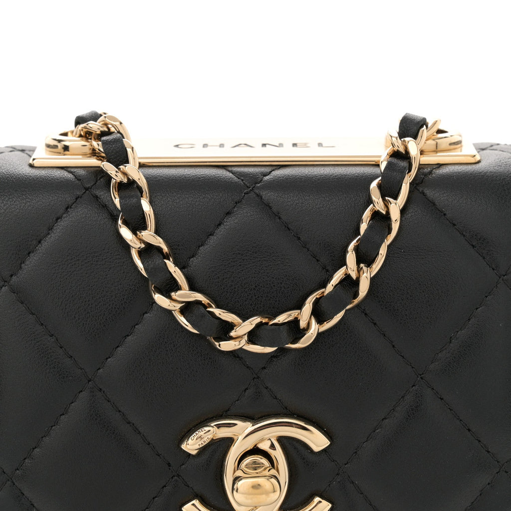 Lambskin Quilted Mini Trendy CC Chain Wallet Black