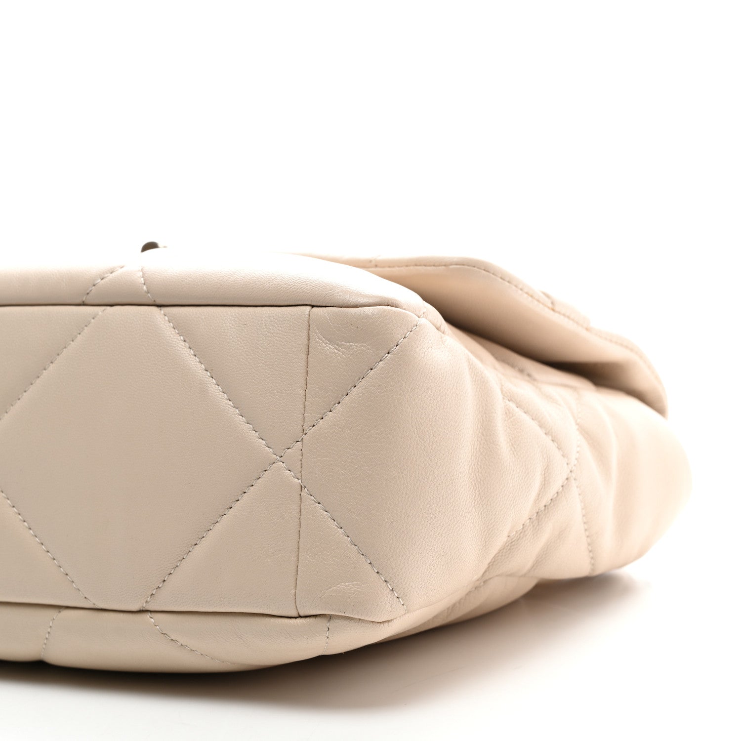 Goatskin Quilted Large Chanel 19 Flap Beige