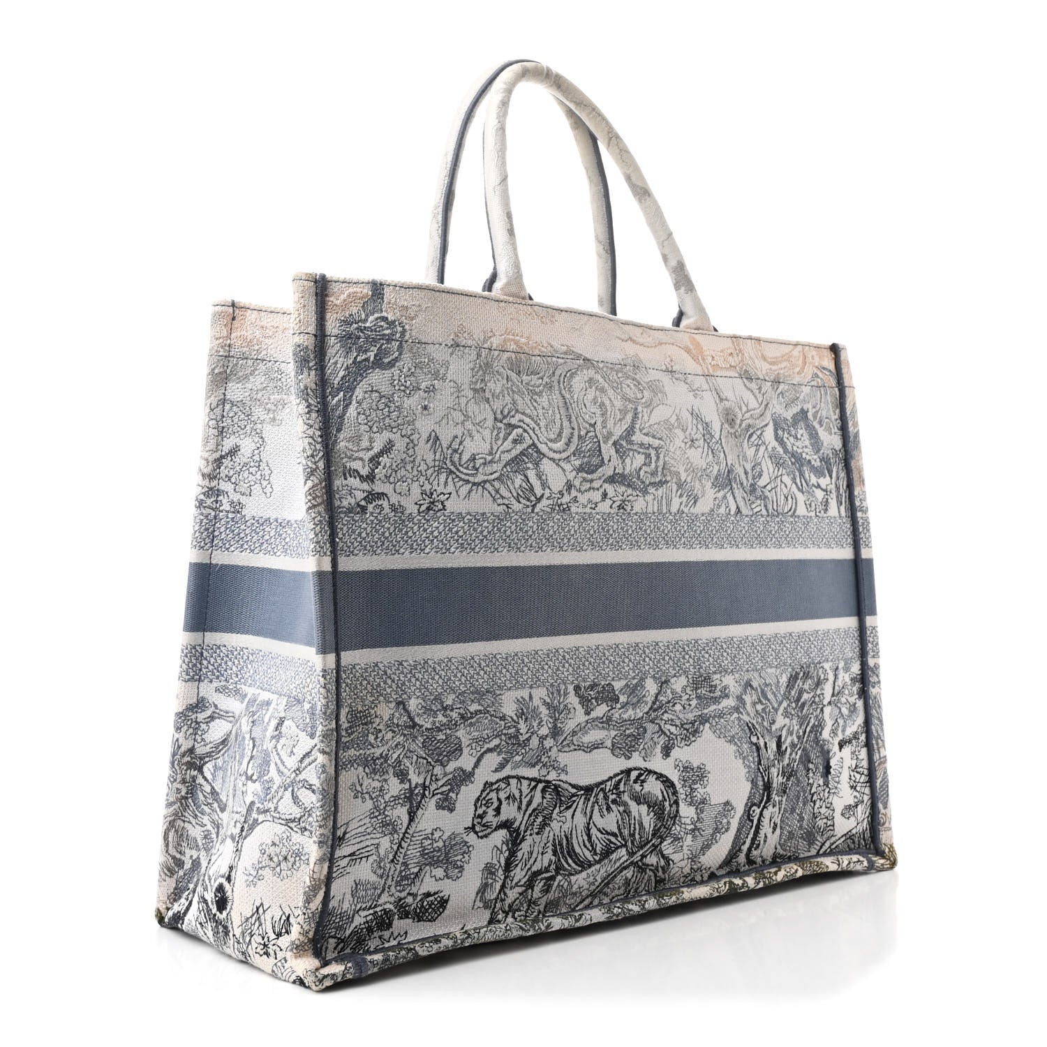 Gradient Canvas Embroidered Large Dioriviera Toile De Jouy Book Tote Blue