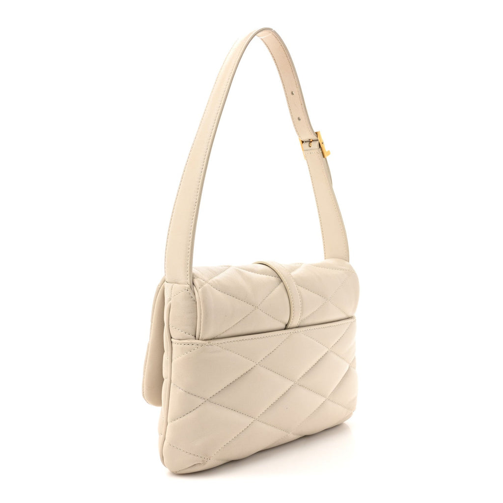 Lambskin Quilted Le 57 Diamond Shoulder Bag Crema Soft