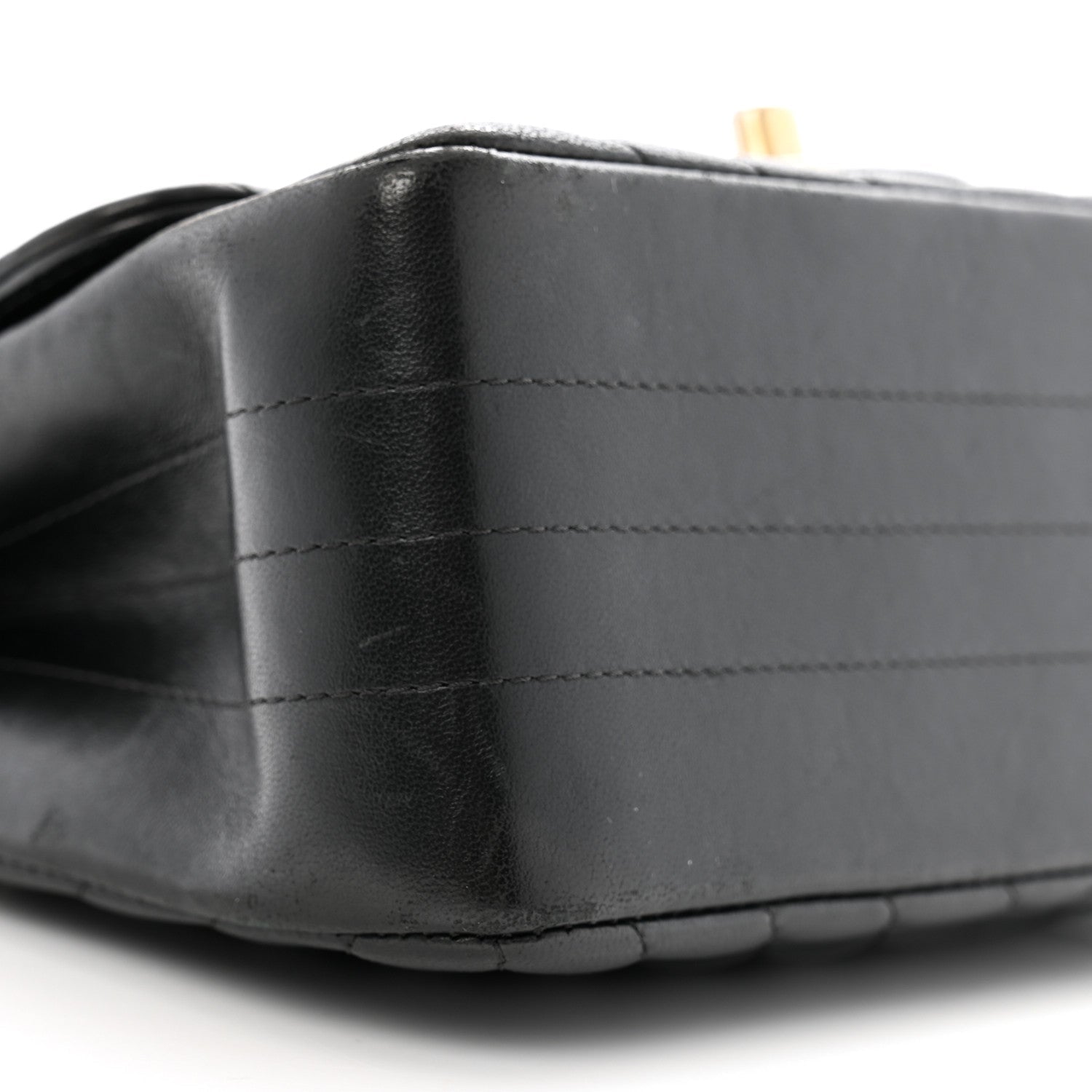 Lambskin Chevron Quilted Mini Square Flap Black