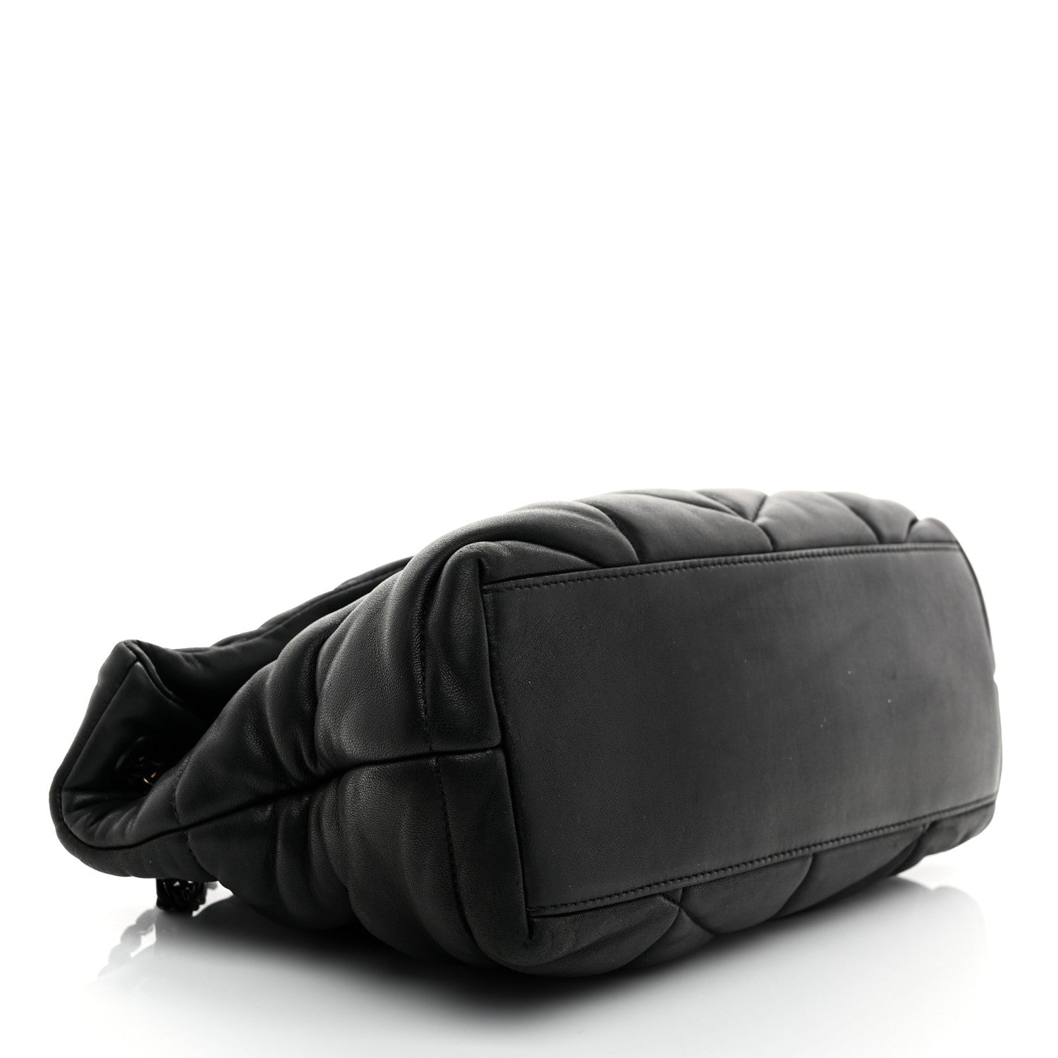 Lambskin Quilted Monogram Monochrome Small Loulou Puffer Chain Satchel Black