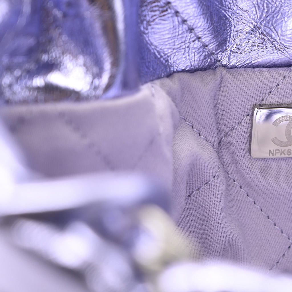 Metallic Calfskin Quilted Mini Chanel 22 Lilac