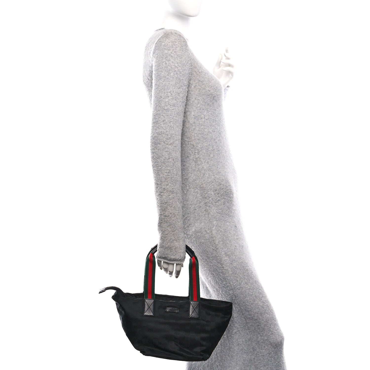 GG Monogram Small Web Handle Bucket Tote Black