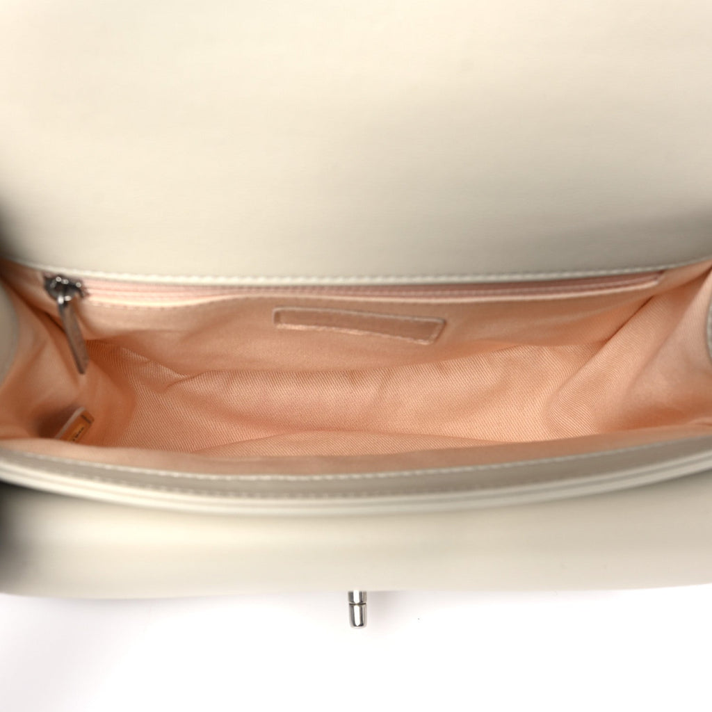 Calfskin Coco Eyelets Small Flap Bag Ivory