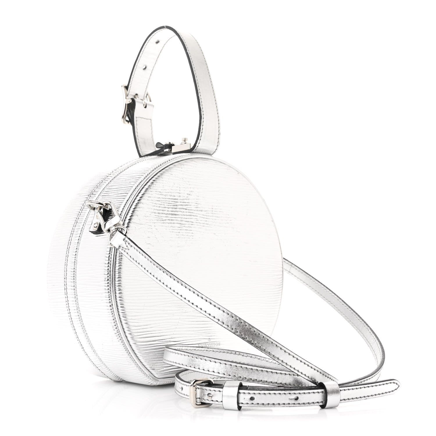Metallic Epi Petite Boite Chapeau Silver